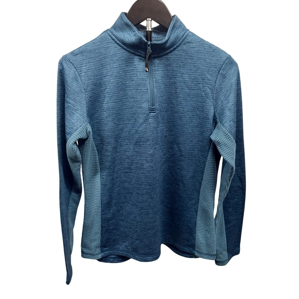 Dover Saddlery Riding Sport Grid Fleece Quarter-Zip Pullover in Teal Sz M
